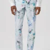 Pickhurst Skinny Fit Blue Floral Cotton Trousers