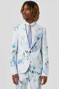 Pickhurst Skinny Fit Blue Floral Cotton Suit