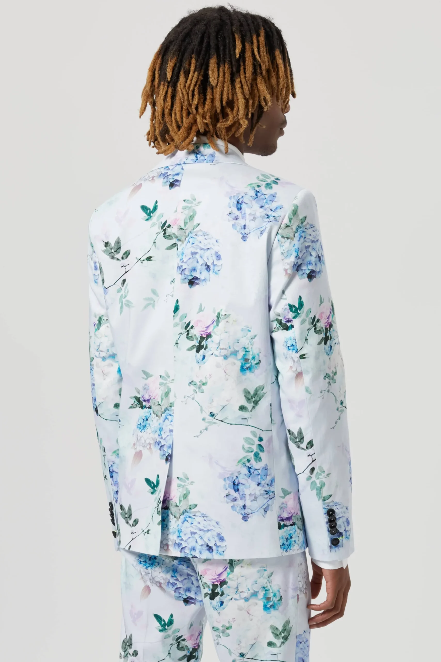 Pickhurst Skinny Fit Blue Floral Cotton Suit