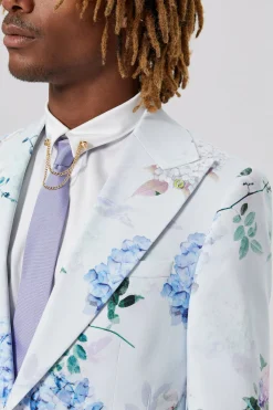 Pickhurst Skinny Fit Blue Floral Cotton Suit