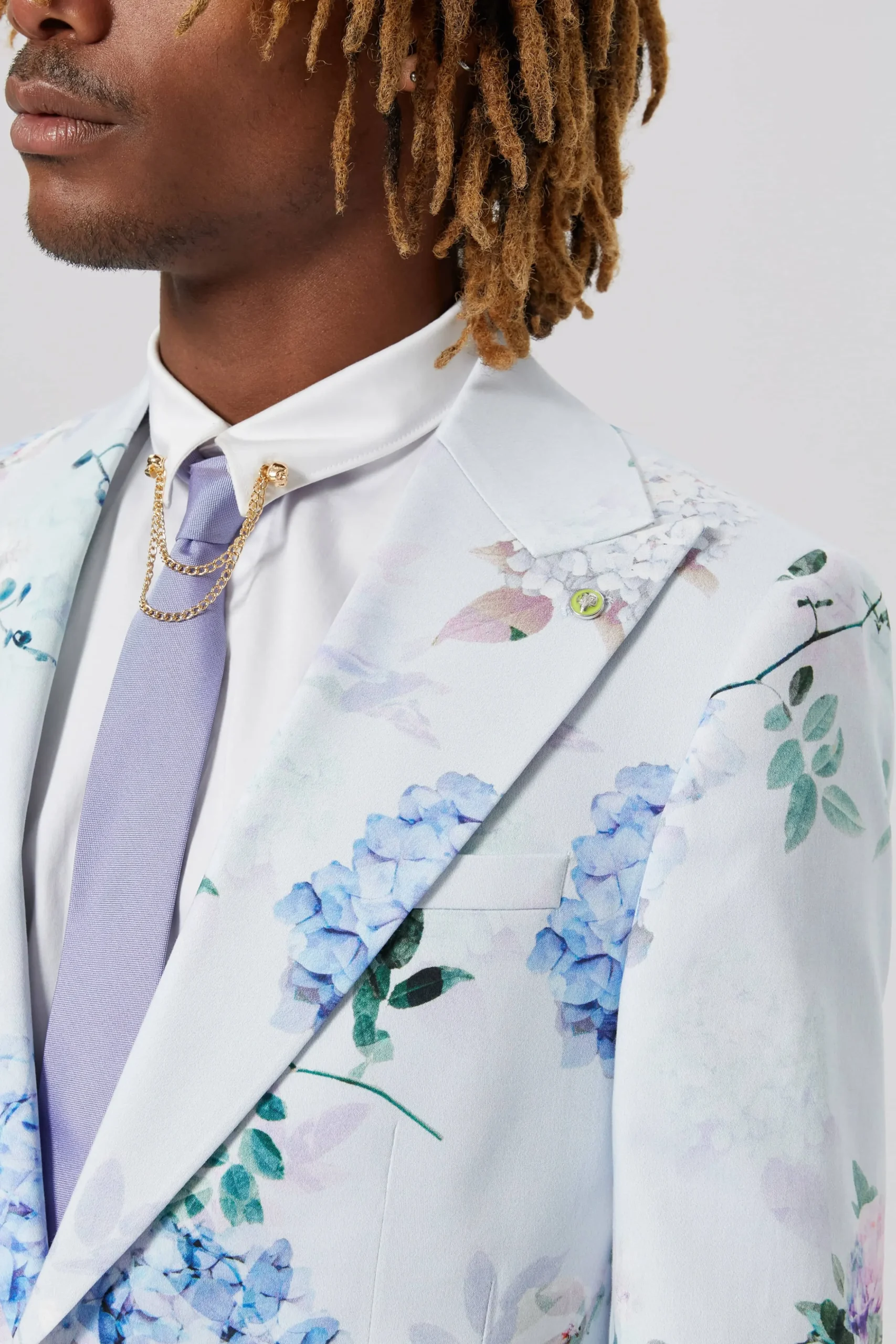 Pickhurst Skinny Fit Blue Floral Cotton Suit