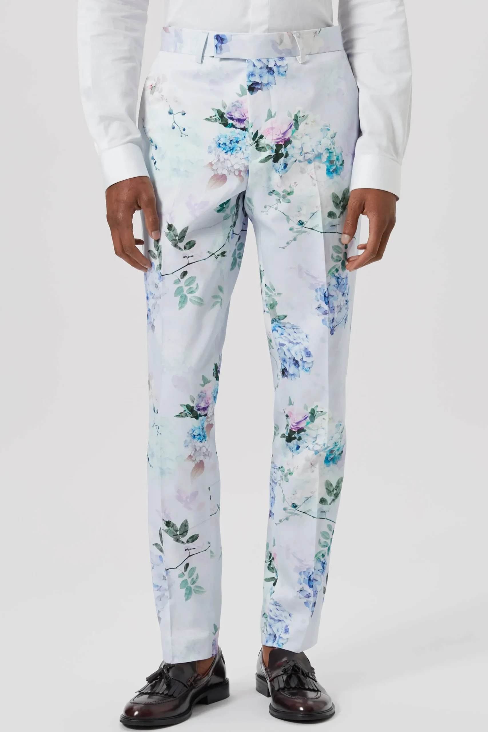 Pickhurst Skinny Fit Blue Floral Cotton Suit
