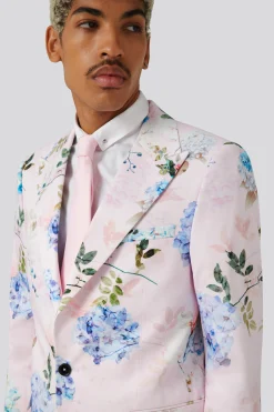 Pickhurst Slim Fit Pink Floral Cotton Jacket