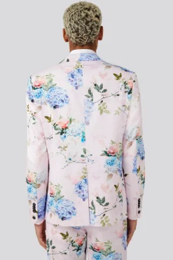 Pickhurst Slim Fit Pink Floral Cotton Suit