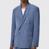 Pirlo Oversized Double Breasted Blue Corduroy Jacket