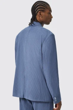 Pirlo Oversized Double Breasted Blue Corduroy Jacket