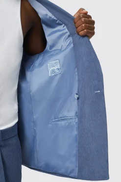Pirlo Oversized Double Breasted Blue Corduroy Jacket