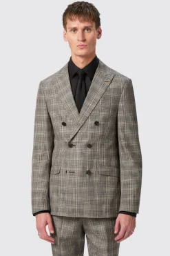 Plunkett Slim Fit Grey Check Double Breasted Jacket