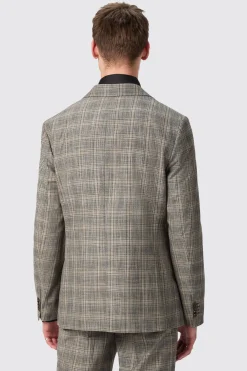 Plunkett Slim Fit Grey Check Double Breasted Jacket