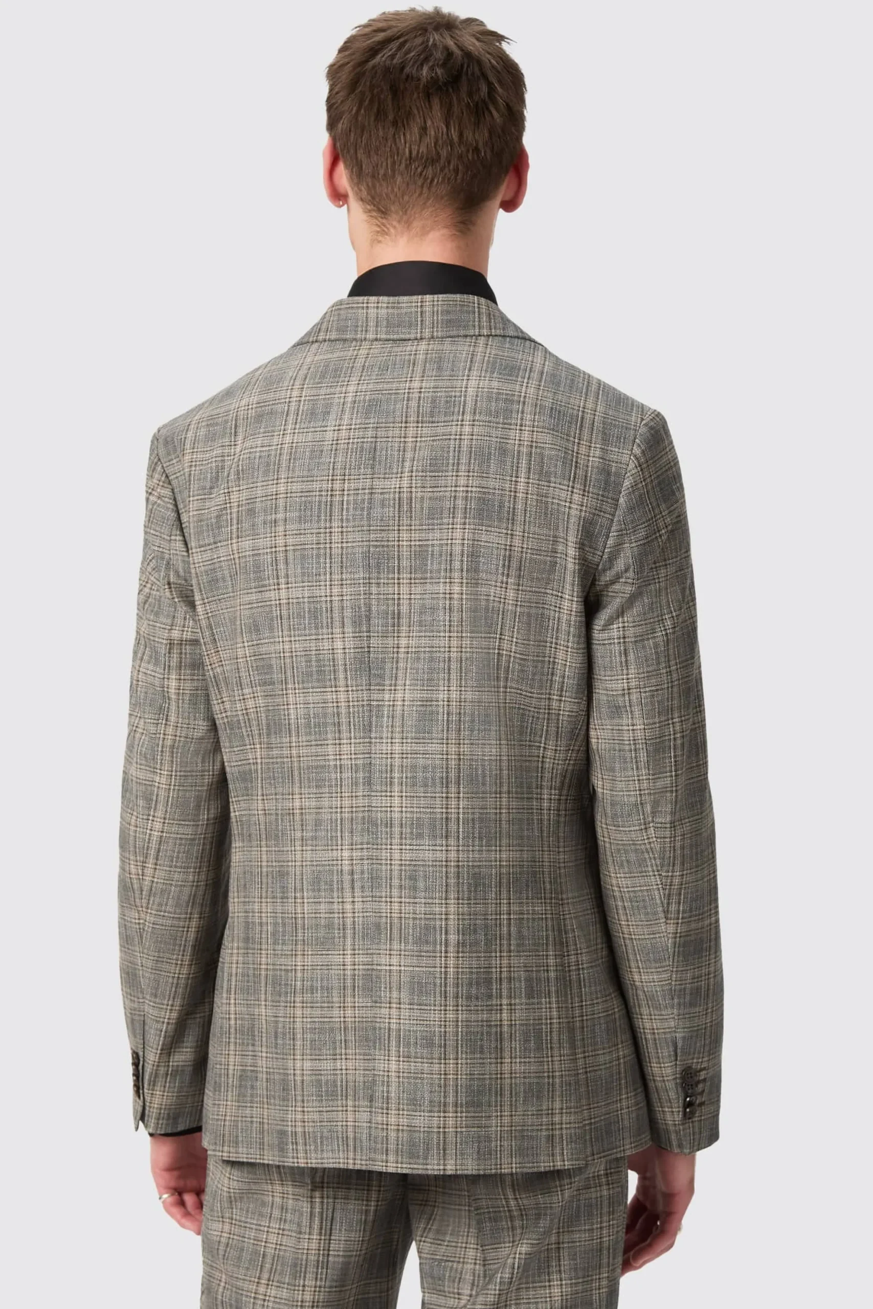 Plunkett Slim Fit Grey Check Double Breasted Suit