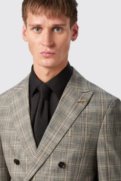 Plunkett Slim Fit Grey Check Double Breasted Jacket