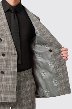 Plunkett Slim Fit Grey Check Double Breasted Jacket