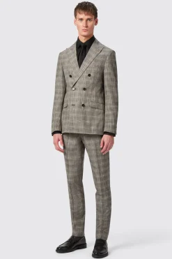 Plunkett Slim Fit Grey Check Double Breasted Jacket
