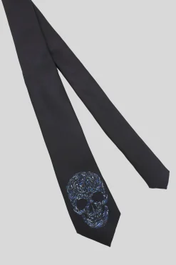 Rembrandt Black Skull Print Tie