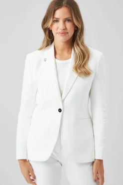 Sian Skinny Fit White Cotton Jacket