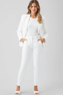 Sian Skinny Fit White Cotton Trousers