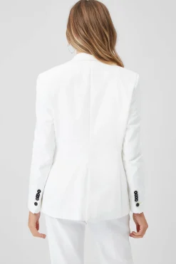 Sian Skinny Fit White Cotton Jacket