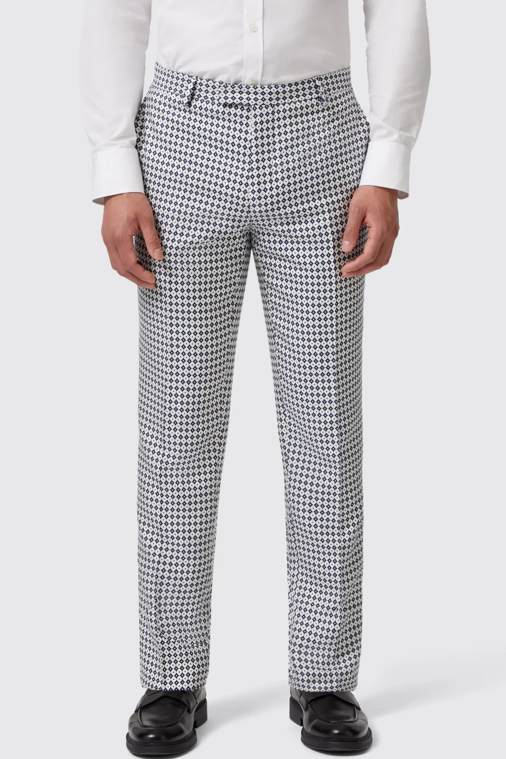 Siorek Slim Fit Navy Jacquard Trousers
