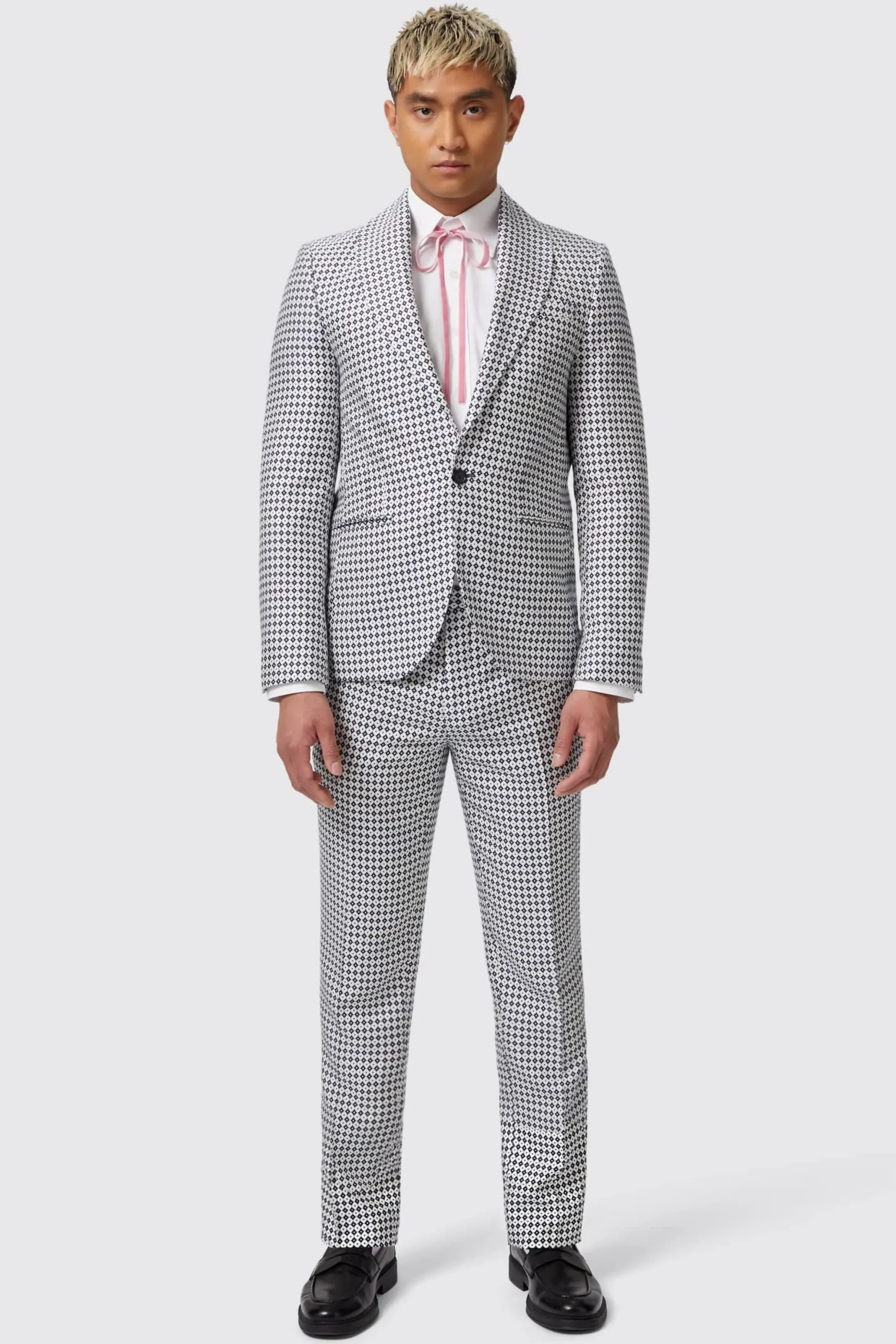 Siorek Slim Fit Navy Jacquard Suit