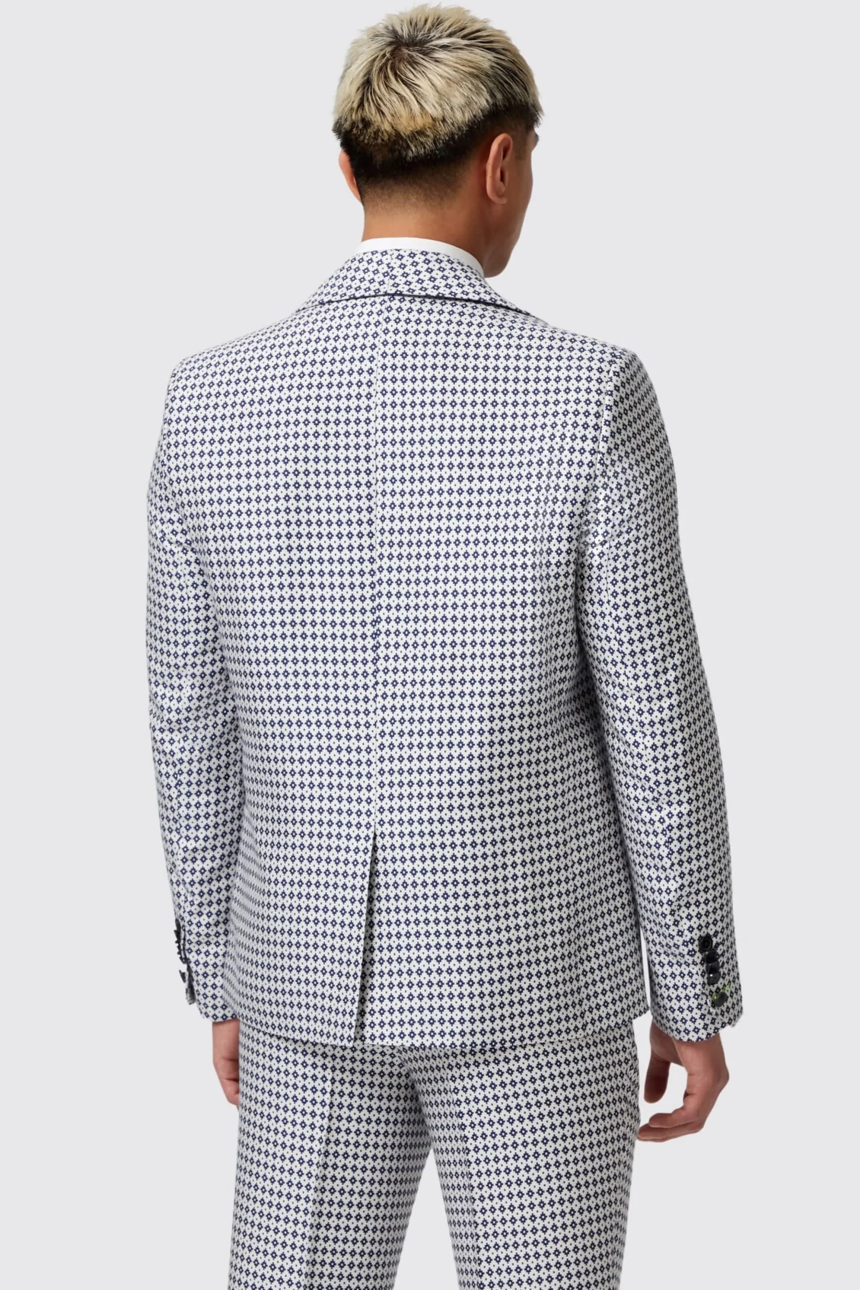 Siorek Slim Fit Navy Jacquard Jacket