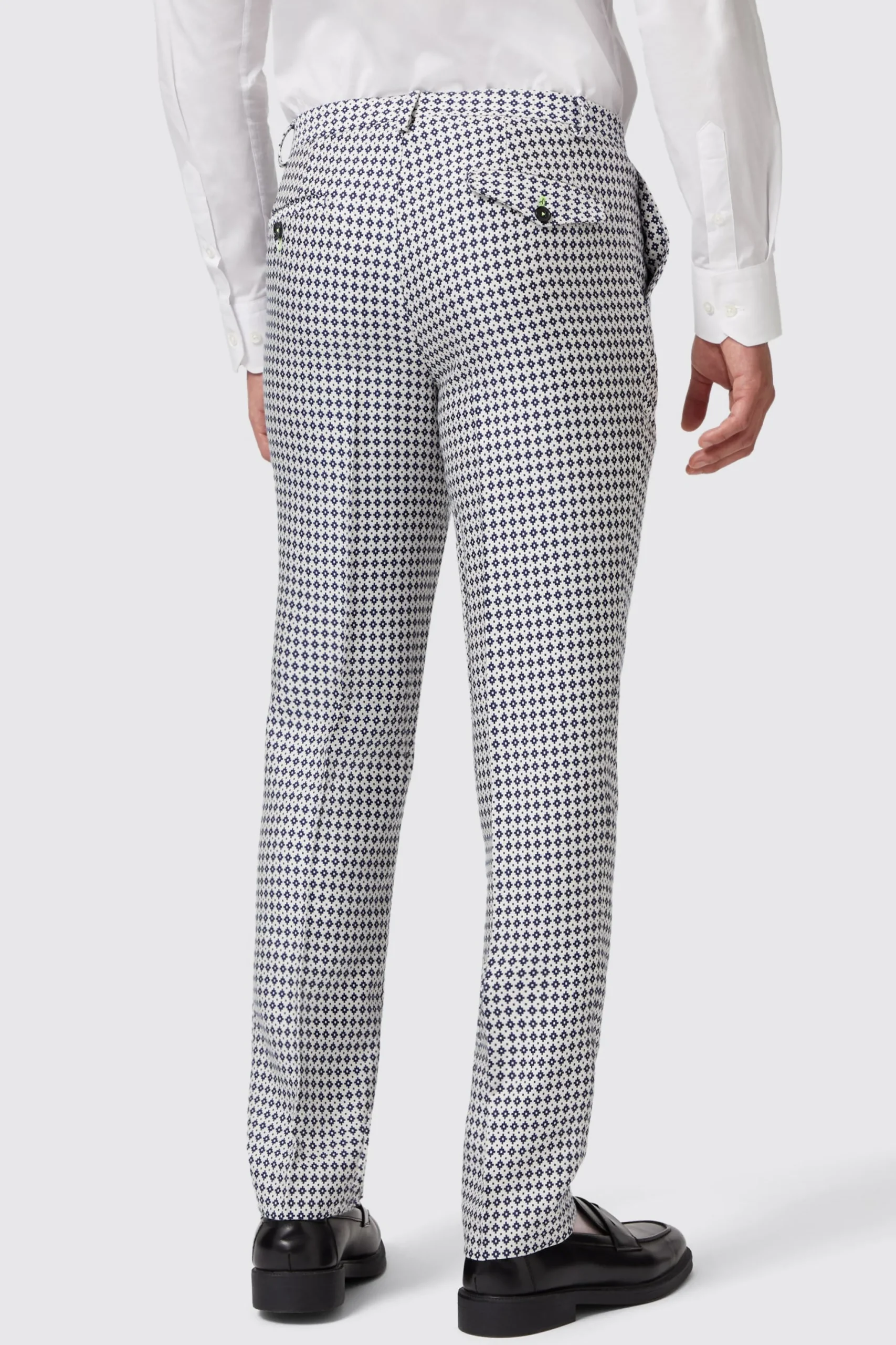 Siorek Slim Fit Navy Jacquard Trousers