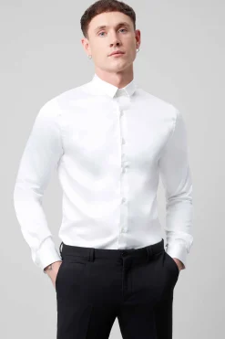 Slinky Slim Fit White Sateen Shirt