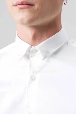 Slinky Slim Fit White Sateen Shirt