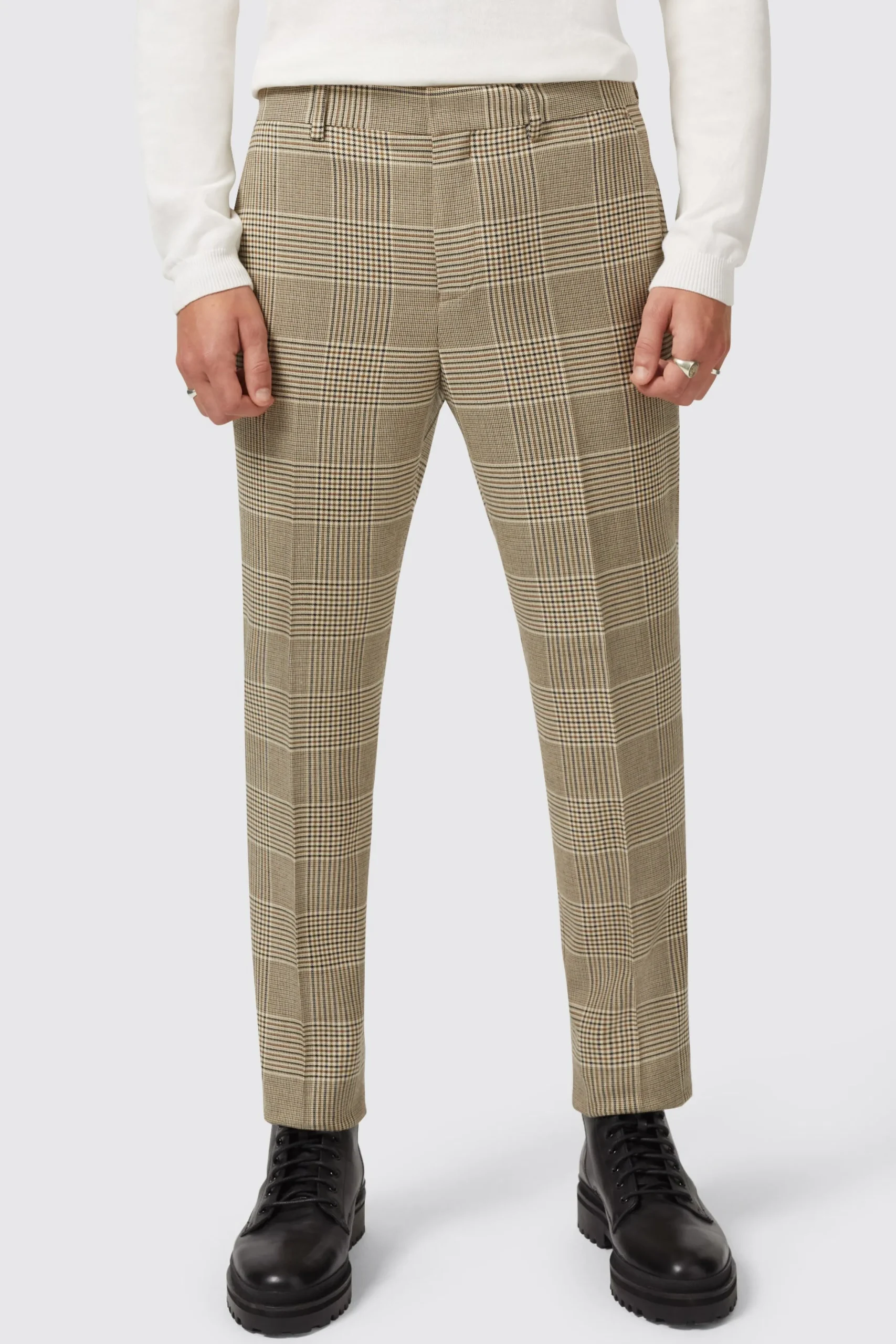 Strauss Slim Fit Neutral Check Suit