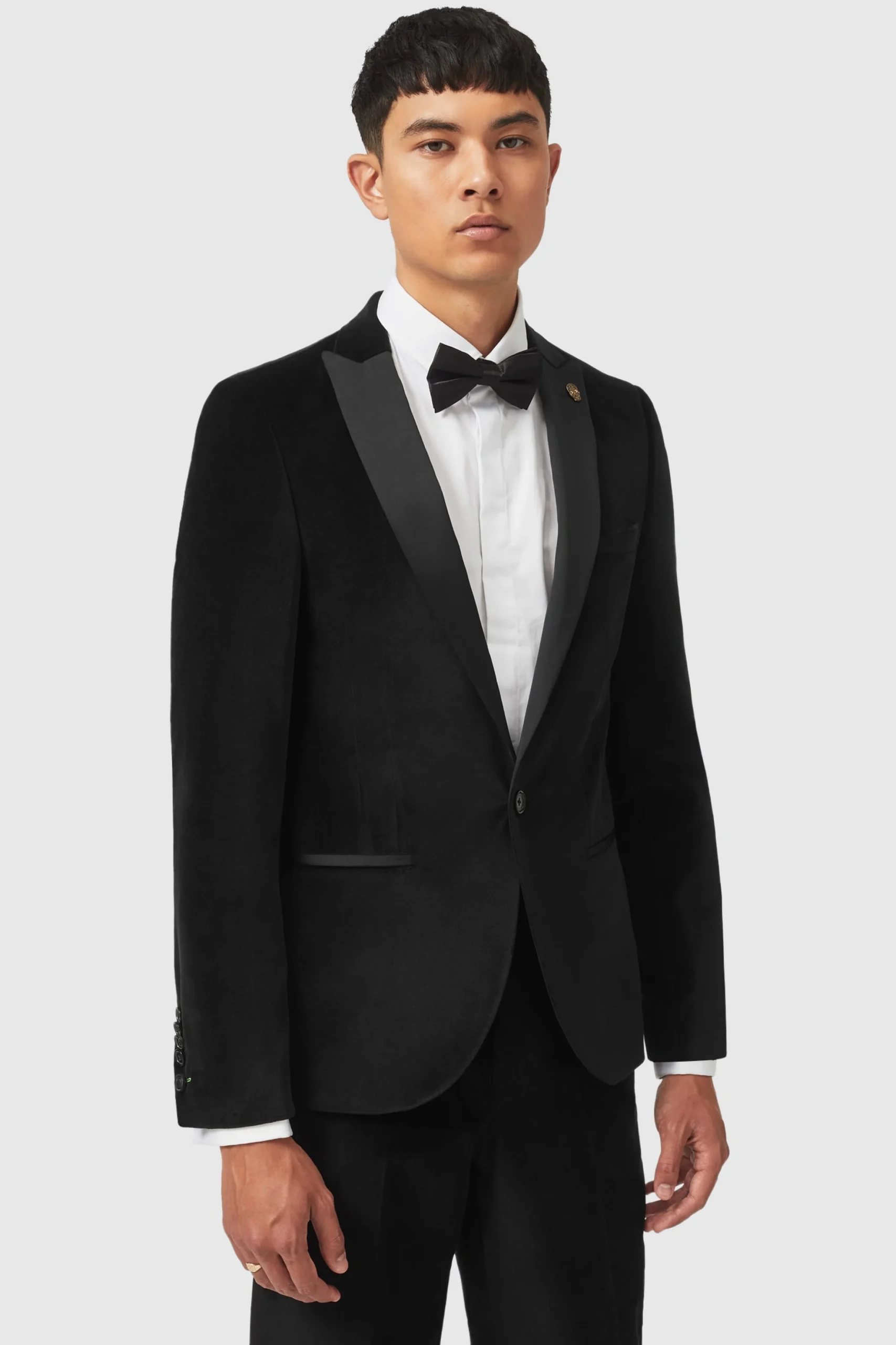 Sylvester Skinny Fit Black Velvet Tuxedo Jacket