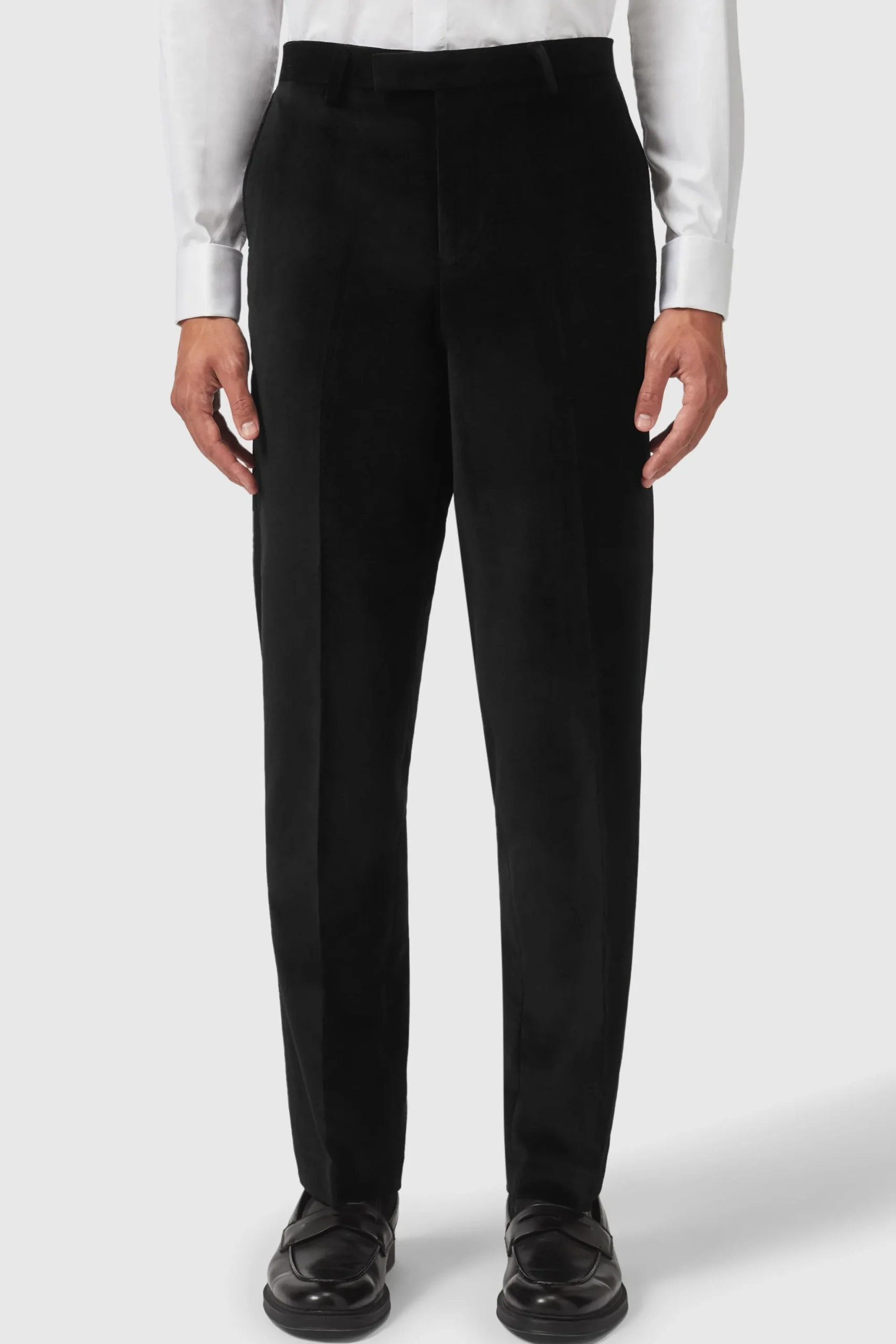 Sylvester Skinny Fit Black Velvet Tuxedo Trousers