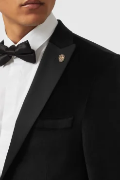 Sylvester Skinny Fit Black Velvet Tuxedo Suit