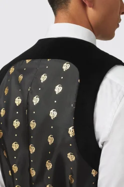 Sylvester Skinny Fit Black Velvet Tuxedo Waistcoat