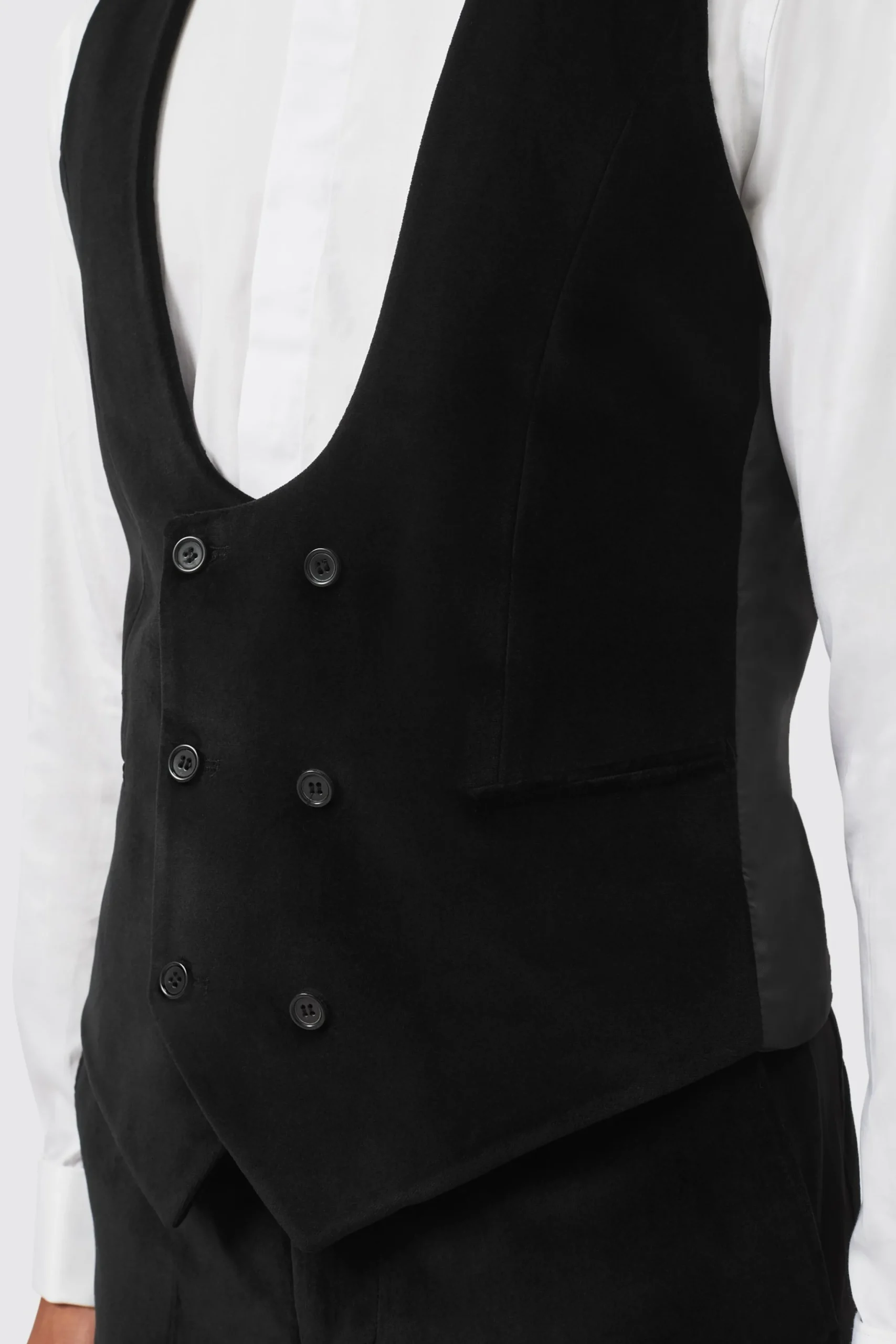 Sylvester Skinny Fit Black Velvet Tuxedo Waistcoat