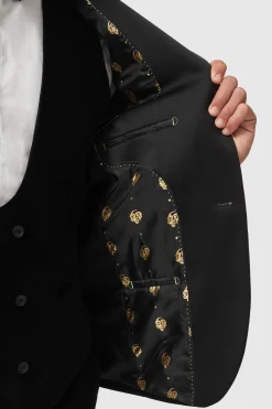 Sylvester Skinny Fit Black Velvet Tuxedo Suit