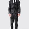 Tiber Skinny Fit Grey Check Tuxedo Suit