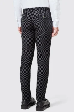 Tiber Skinny Fit Grey Check Tuxedo Trousers
