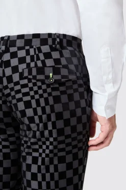 Tiber Skinny Fit Grey Check Tuxedo Trousers