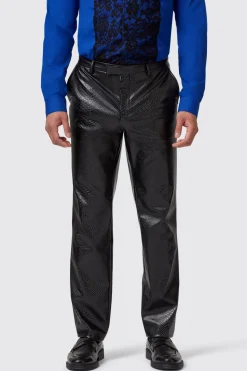 Trinity Slim Fit Faux Leather Snakeskin Trousers