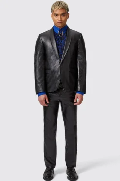 Trinity Slim Fit Faux Leather Snakeskin Suit