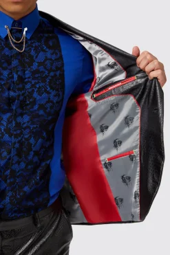 Trinity Slim Fit Faux Leather Snakeskin Jacket