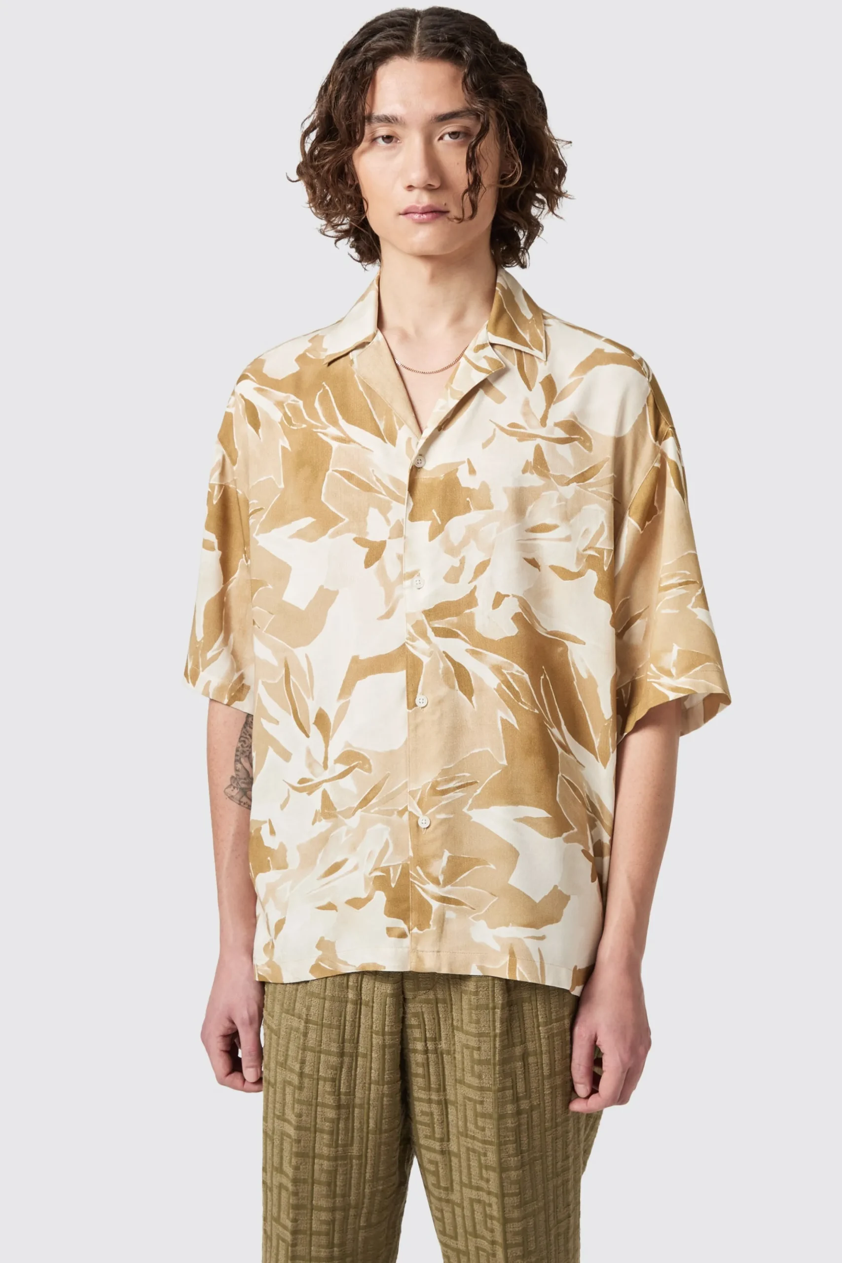 Vitrail Oversized Brown Abstract Shirt