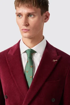 Waugh Slim Fit Burgundy Corduroy Double Breasted Suit