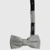 Wheel Grey Herringbone Bow Tie