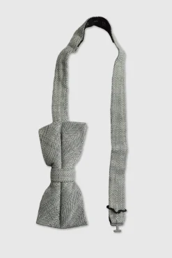 Wheel Grey Herringbone Bow Tie