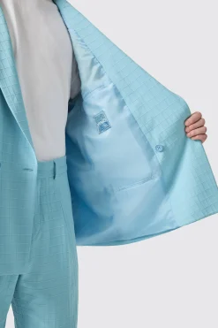 Zidan Oversized Blue Jacquard Double Breasted Jacket